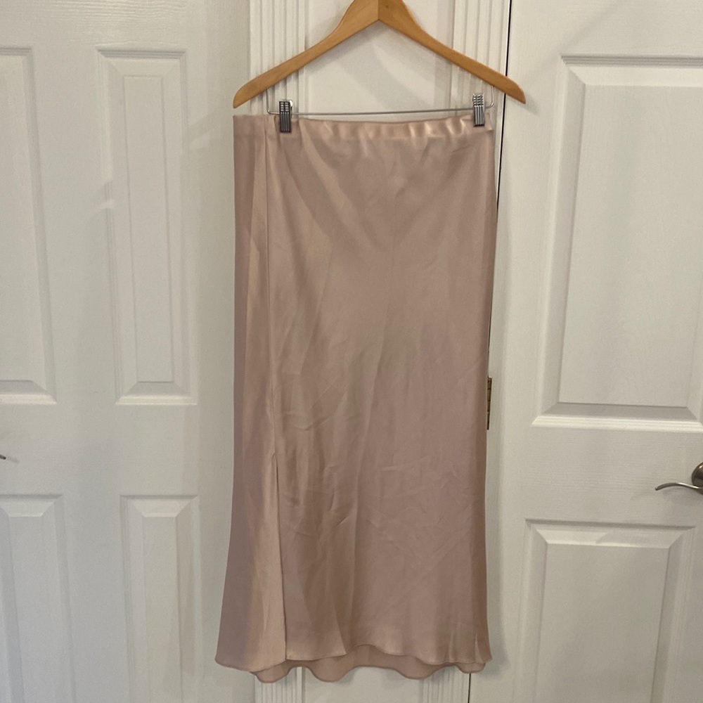 ASOS champagne silk midi skirt